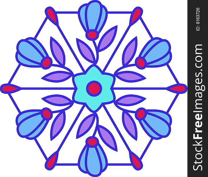 Vector outlines of floral stained glass on white background. Vector outlines of floral stained glass on white background