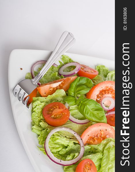 Healthy salad with lettuce, tomato,