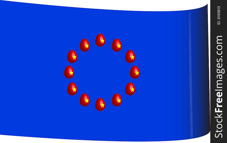 Flag of the european union with 3D eggs