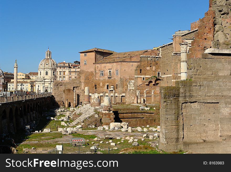 The Fori in Rome, archaeological zone. The Fori in Rome, archaeological zone