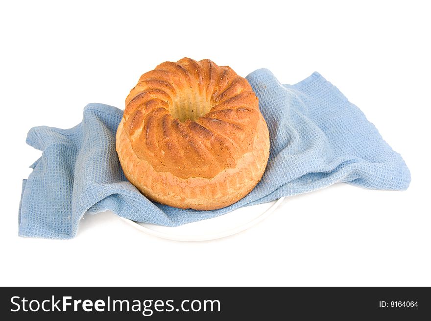 Fresh bread on a plate, isolated on white. Fresh bread on a plate, isolated on white