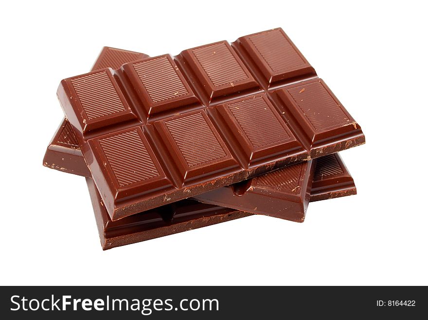 Block of chocolate isolated over white