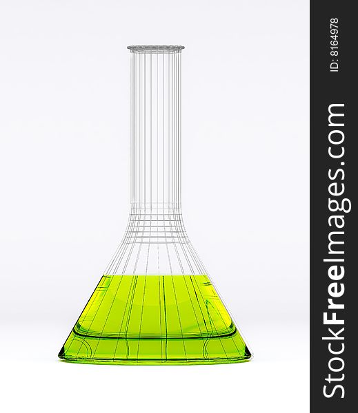 Medical flask for scientific researches on a white background