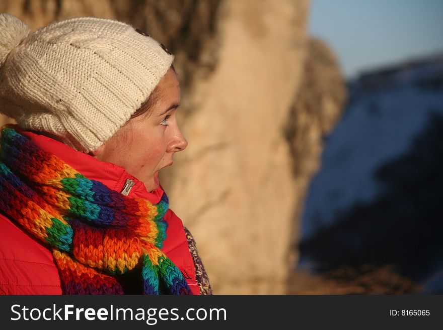 The young astonished girl in the Northern Caucasia. The young astonished girl in the Northern Caucasia