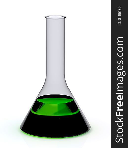 Medical flask for scientific researches on a white background
