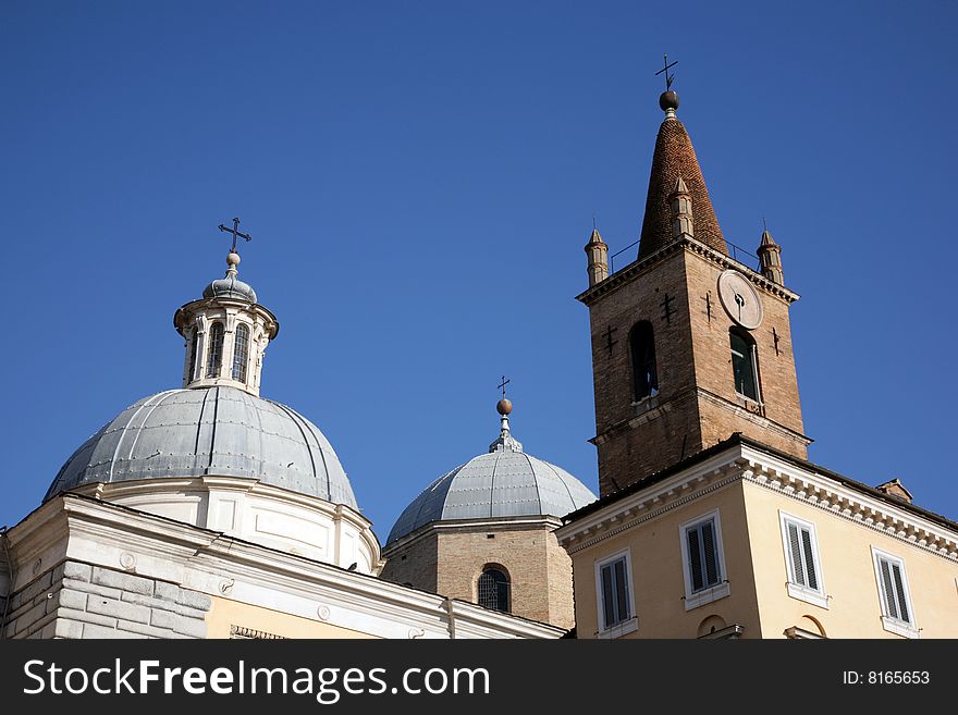 Domes of church against the dark blue sky