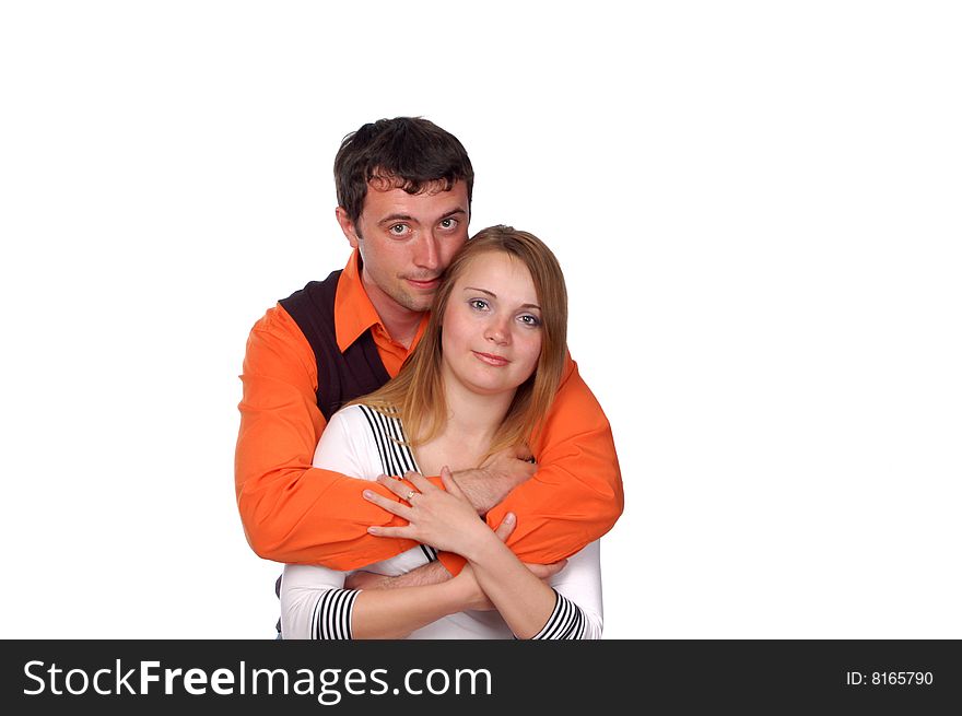 Young loving teen couple embracing