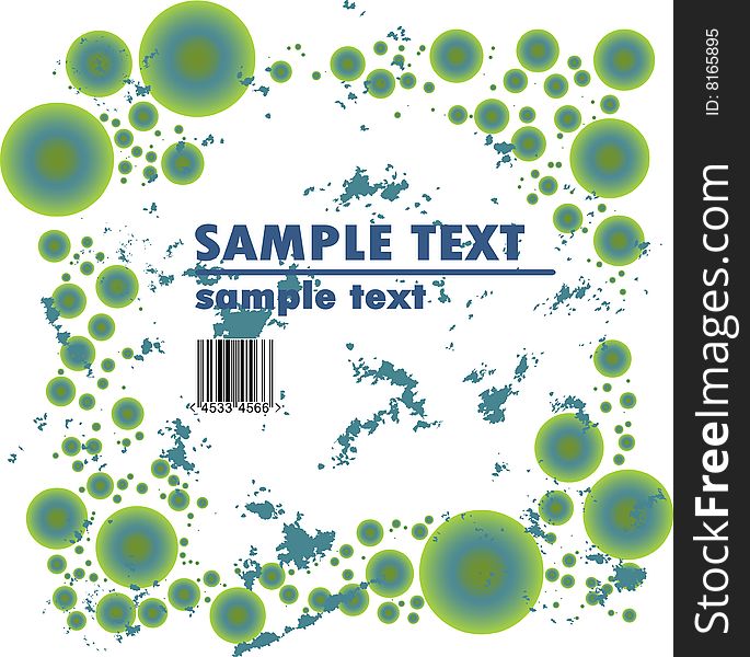 Grungy vector design of circles with barcode. Grungy vector design of circles with barcode