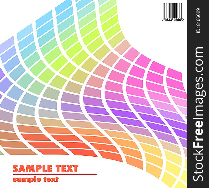 Bended colorful mosaic design with barcode. Bended colorful mosaic design with barcode