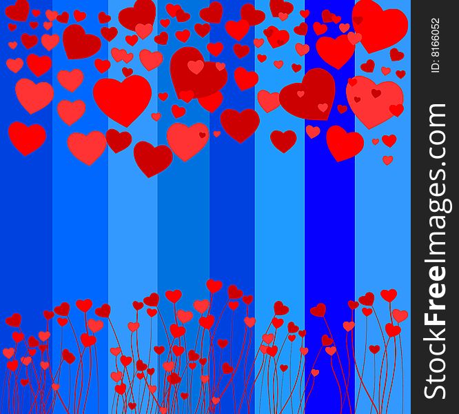Stock photo: an image of a background with stripes and hearts