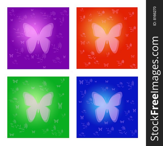 Set of colored butterfly banners