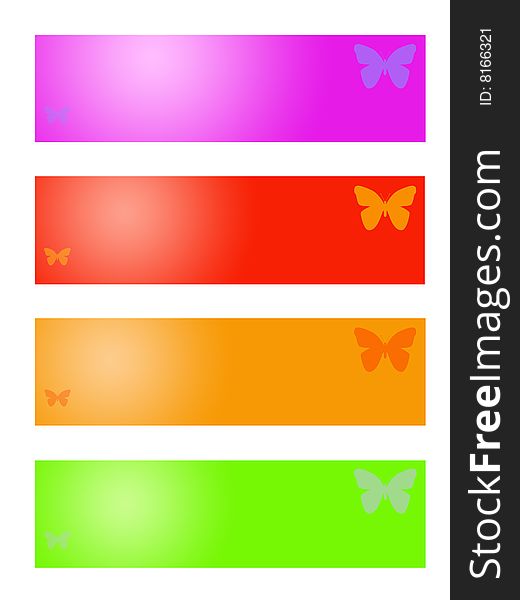 Set of colored butterfly banners