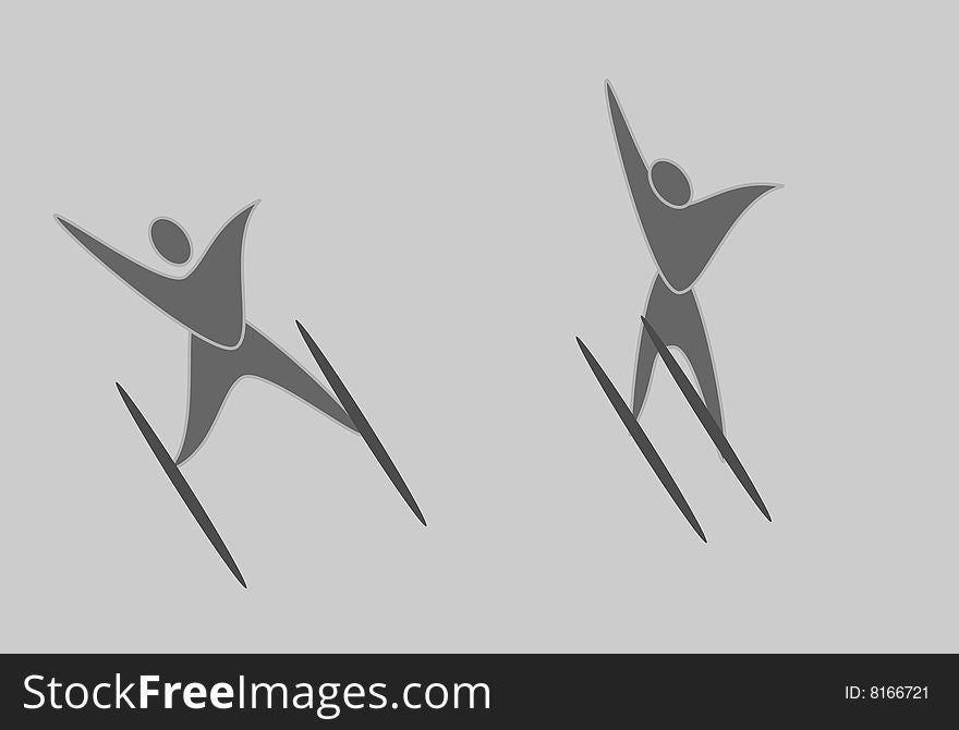 Ski jumpers or trick skiers  illustrations as they fly through the air to success. Ski jumpers or trick skiers  illustrations as they fly through the air to success...