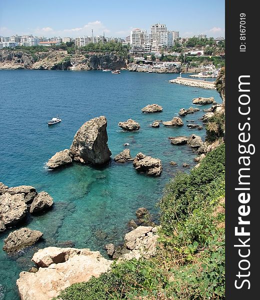 Coast of Mediterranean sea in Antalya
