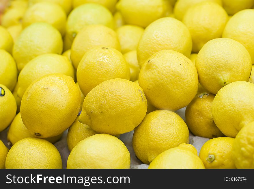 Fresh lemons displayed in a store