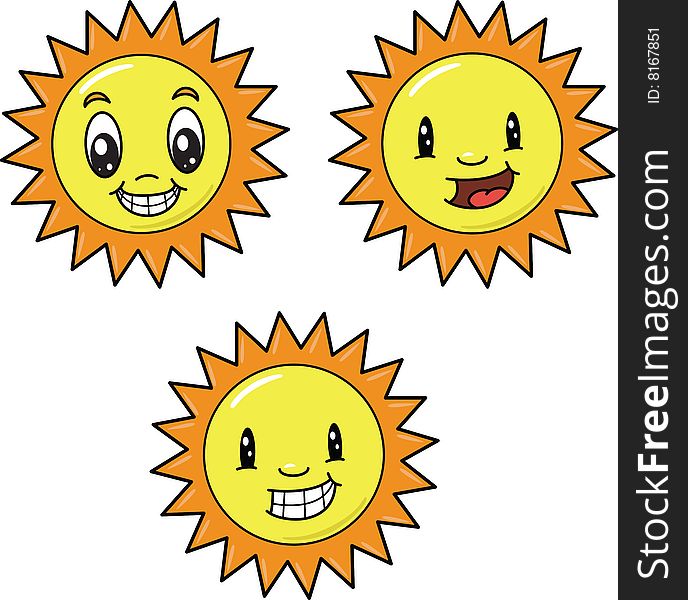 These are vector based illustrations of a variety of suns