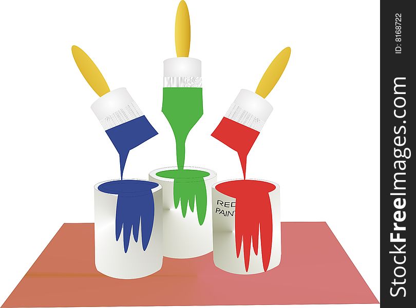 Vector image of red blue and green paint. Vector image of red blue and green paint