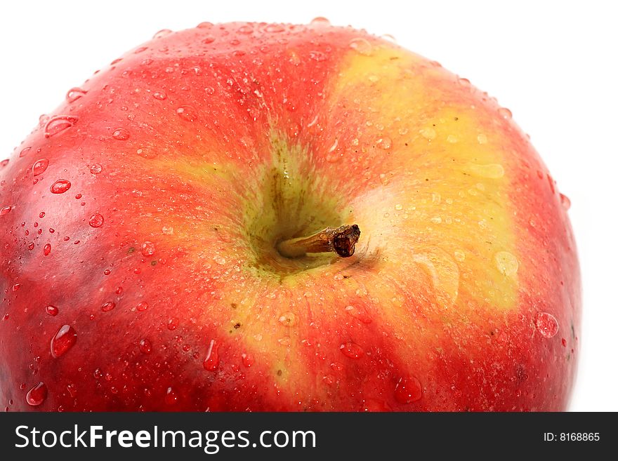 Red apple with drops of water. Red apple with drops of water.