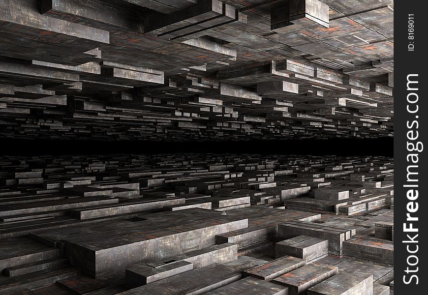 Abstract background with dirty boxes, high quality 3d render