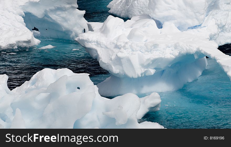 Unusual ice formations off the Antarctic peninsula. Unusual ice formations off the Antarctic peninsula.