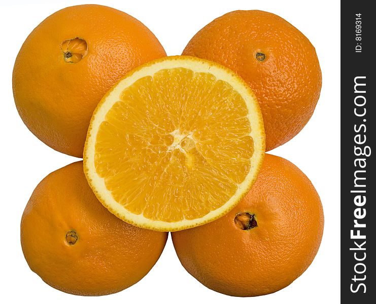 Whole and the cut orange
