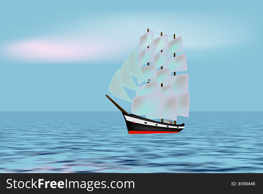 Old ship representation in this graphic illustration.