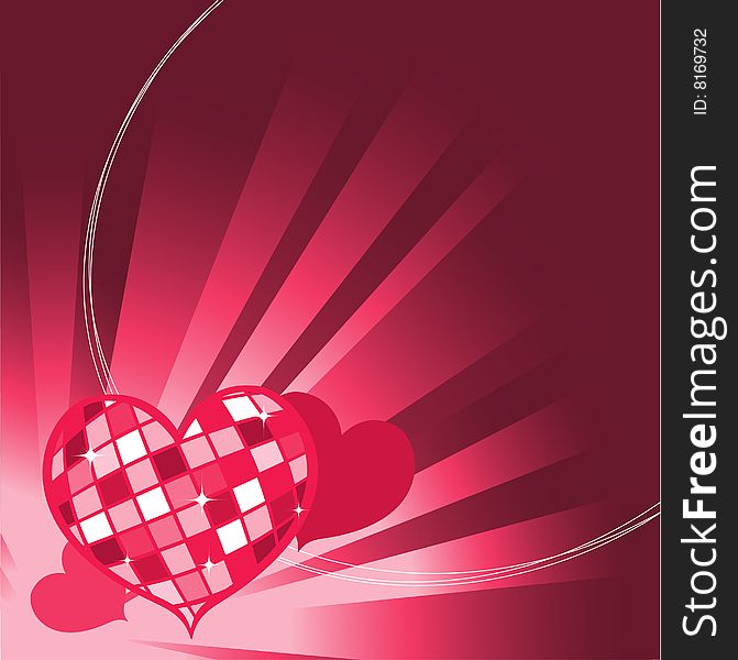 Vector illustration of Valentine's Day background, decorated with beautifull hearts.