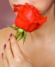 Red Rose And The Woman Royalty Free Stock Images