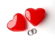 Wedding Rings And Heart Stock Photos
