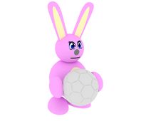 Pink Bunny With Soccer Ball Stock Images
