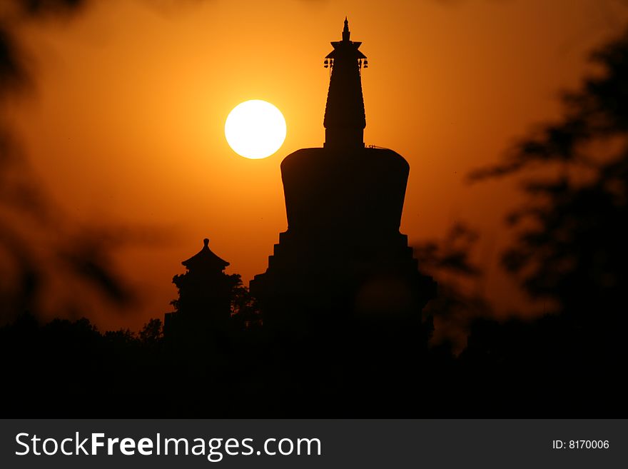 The temple in Beijing on the background sun. The temple in Beijing on the background sun.