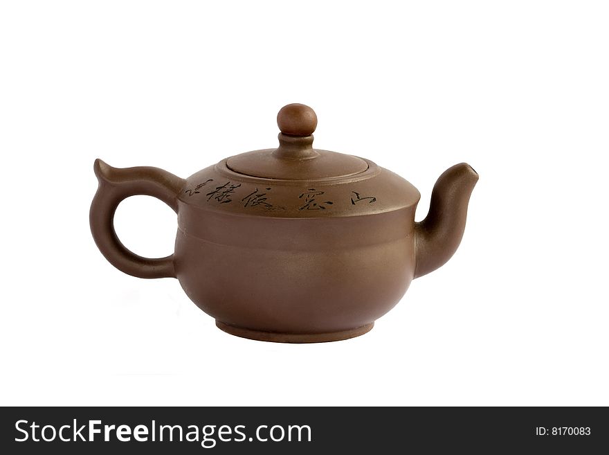 Brown ceramics teapot