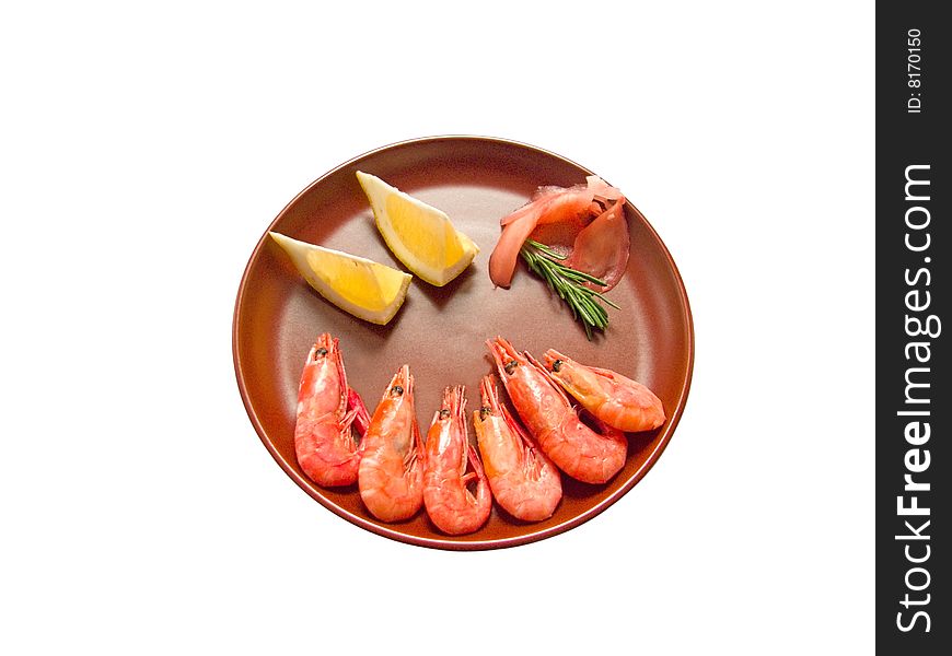 The Boiled prawns with juice of the lemon and root of ginger intensify the taste a beer. The Boiled prawns with juice of the lemon and root of ginger intensify the taste a beer.