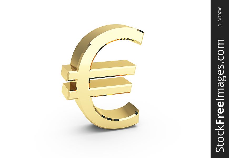 Golden EURO symbol isolated white