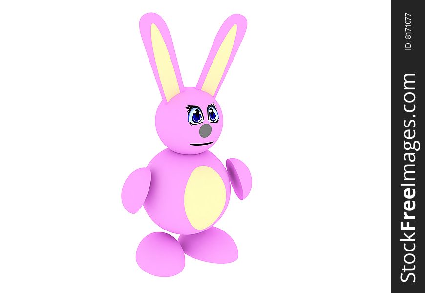3d render of pink bunny. Isolated on white background.
