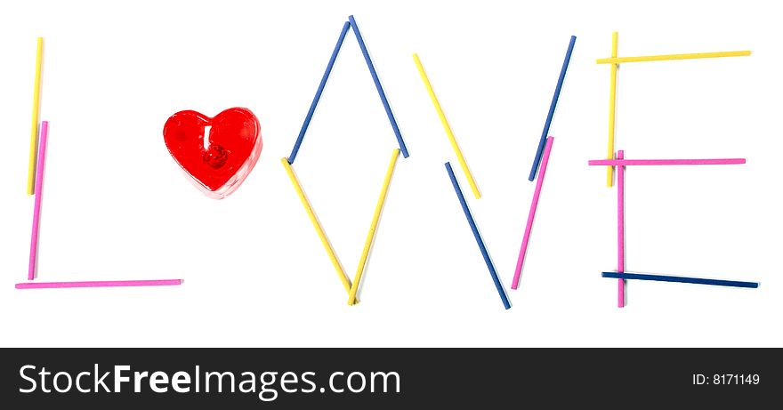 Love by aroma sticks isolated over white