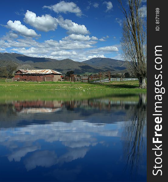 Beautiful country scene of rustic sheds and cattleyards. Beautiful country scene of rustic sheds and cattleyards.