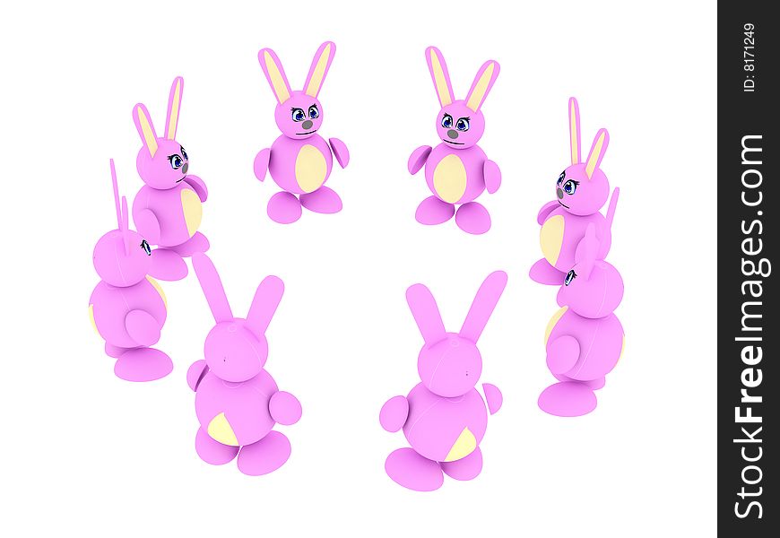 Group of pink rabbits