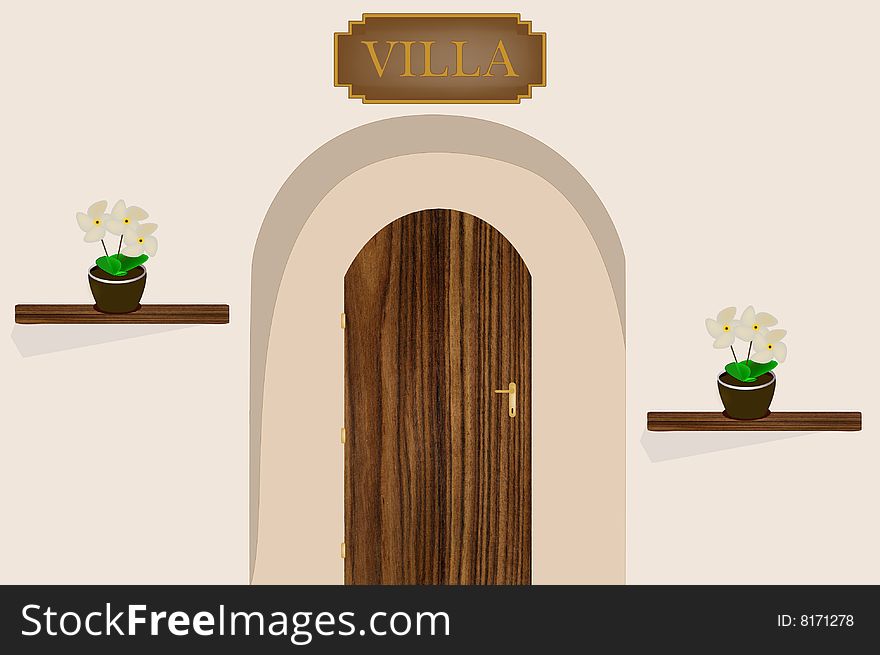 Wellcome to villa in this graphic illustration.