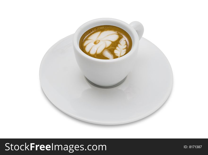 Coffee cup, art espresso. Isolated on white