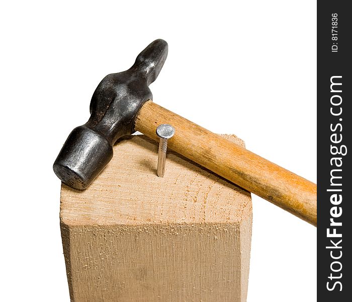 Hammer and Nails on the white