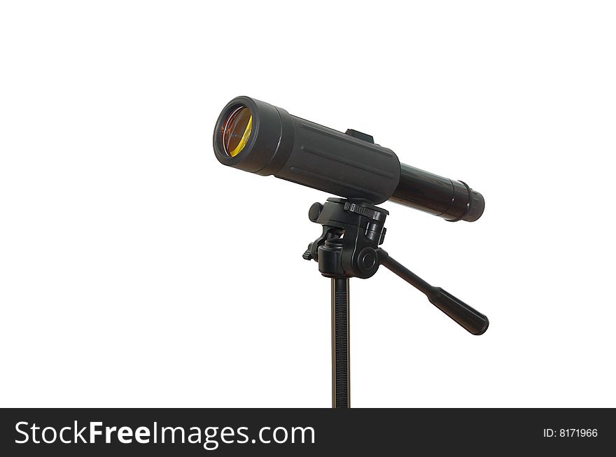 Black spyglass isolated over white