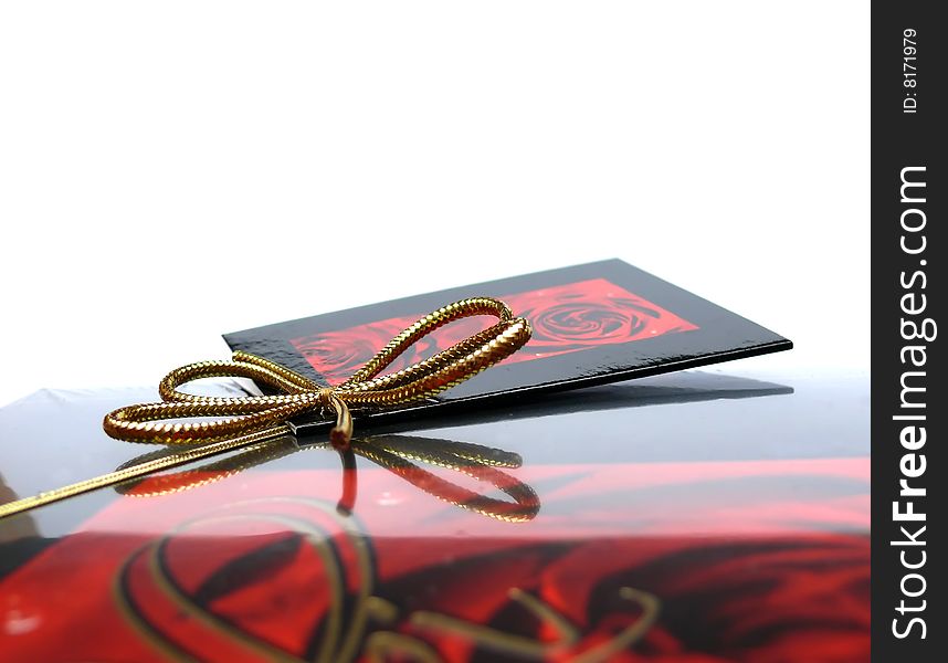 Chocolate with ribbon and card. Chocolate with ribbon and card
