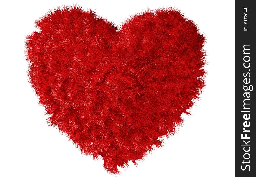 Fluffy heart on a white background