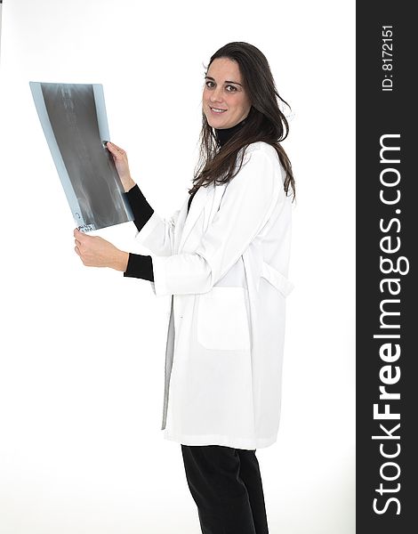 Female doctor checking x ray image