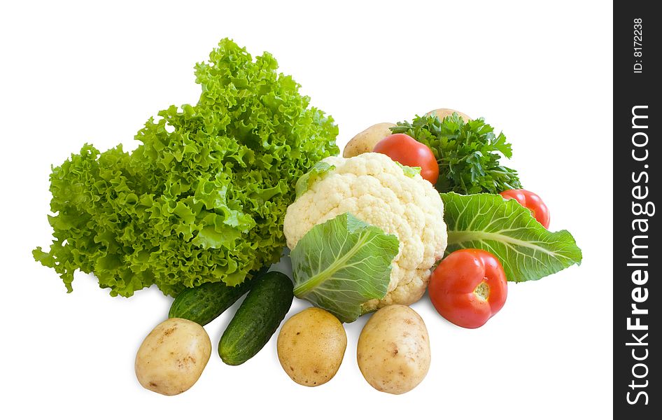 Vegetables composition on the white