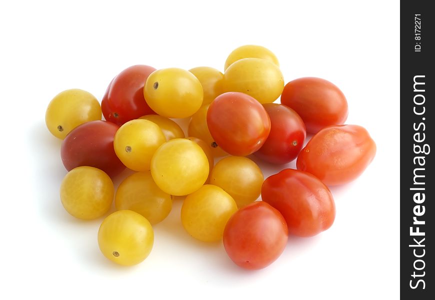 Cherry tomatoes isolated on white background