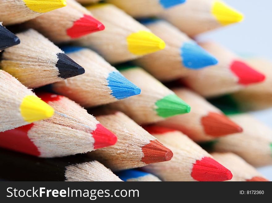 View of colored pencils,macro