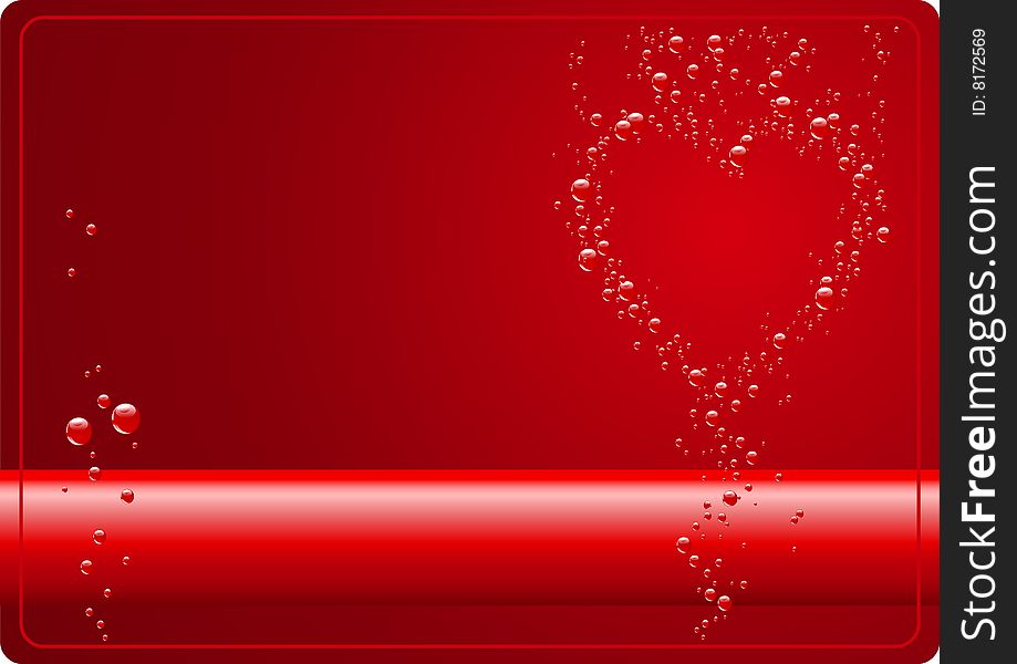 Heart from bubbles on red background. Additional vector format in EPS (v.8).