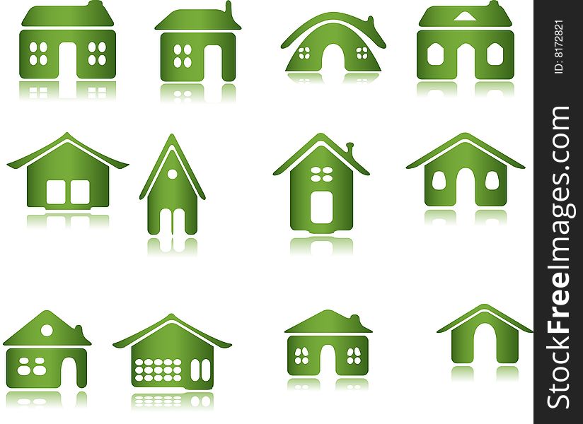 House icon green web white background